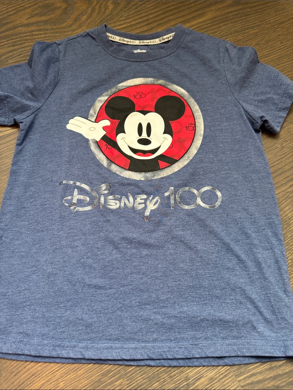 Disney Mickey Mouse Navy Blue Graphic Tee with Red Accent